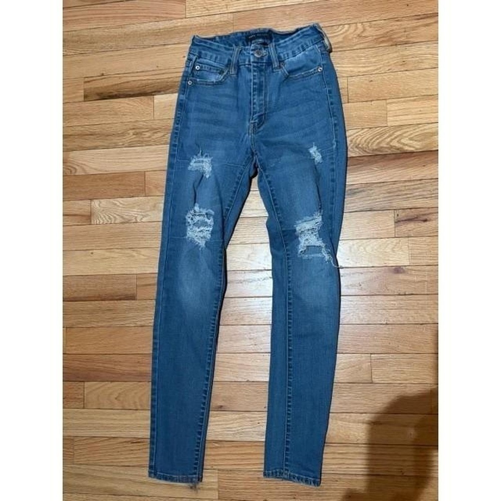 Aeropostale womens high rise ankle jegging size 2 stretch distressed med T37-1